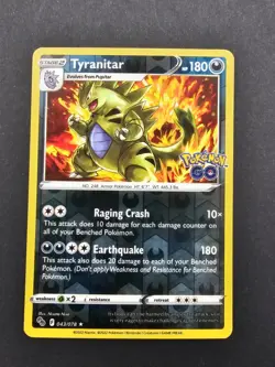 Tyranitar Reverse Holo Holo Rare Pokemon GO 043/078 NM - Image 1
