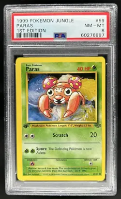 1999 Pokemon Jungle 1st Edition Paras #59/64 PSA 8 - Image 1
