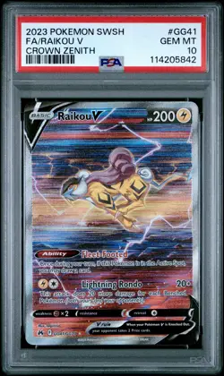 2023 POKEMON SWORD & SHIELD CROWN ZENITH #GG41 FULL ART/RAIKOU V PSA 10 - Image 1