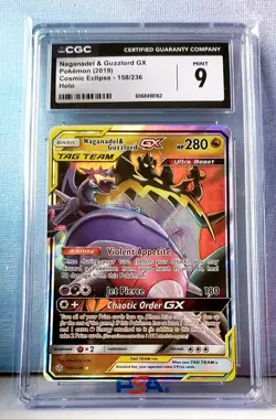2019 Pokemon SM Cosmic Eclipse Naganadel Guzzlord Tag Team 223/236 CGC 9 - Image 1