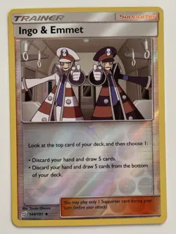 Ingo & Emmet 144/181 Pokemon TCG SM Team Up Reverse Holo LP - Image 1