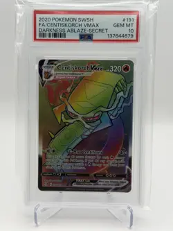 2020 POKEMON SWSH DARKNESS ABLAZE #191 CENTISKORCH VMAX FA SECRET PSA 10 GM MT - Image 1