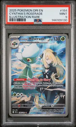 2025 POKEMON DRI EN-DESTINED RIVALS ILLUSTRATION RARE CYNTHIA'S ROSERADE PSA 9 - Image 1