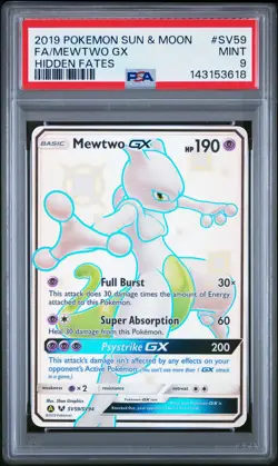 2019 POKEMON SUN & MOON HIDDEN FATES #SV59 FULL ART/MEWTWO GX PSA 9 - Image 1