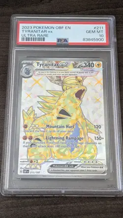 TYRANITAR EX 2023 Pokemon #211/197 PSA 10 GEM-MINT Obsidian Flames ULTRA RARE - Image 1