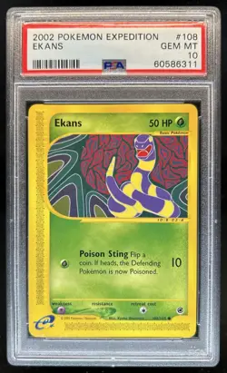 2002 Pokemon Expedition Set Ekans #108/165 PSA 10 GEM MINT - Image 1