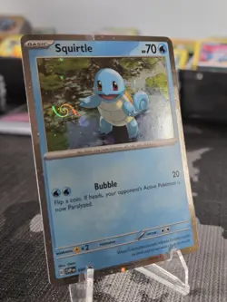 HD Swirl Cosmos Holo Squirtle 048 - Pokemon 151 Black Star Promo - MP - Image 1