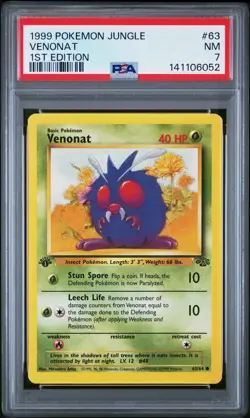 1999 POKEMON JUNGLE 1ST EDITION #63 VENONAT PSA 7 - Image 1