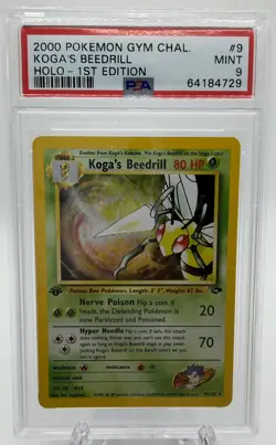 PSA 9 Koga’s Beedrill 1st Edition Holo #9 Gym Challenge 2000 Pokemon WOTC Mint - Image 1
