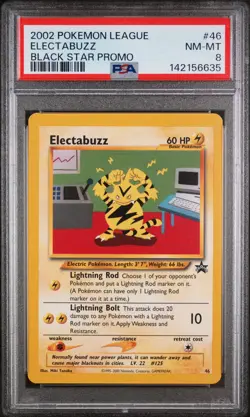 2002 POKEMON LEAGUE PROMO BLACK STAR #46 ELECTABUZZ PSA 8 - Image 1