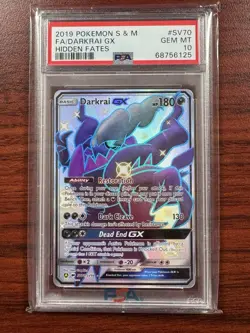 2019 POKEMON SUN & MOON HIDDEN FATES #SV70 FULL ART/DARKRAI GX PSA 10 - Image 1