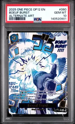 2025 One Piece OP12 EN Boeuf Burst Alternate Art #060 PSA 10 GEM MINT - Image 1