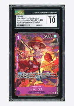One Piece CGC 10 GEM MINT Shanks R Alternate Art 2025 OP13-065 OP13 Japanese - Image 1