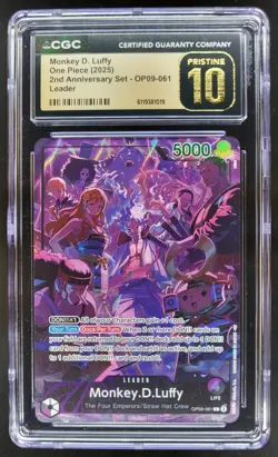 2025 ONE PIECE MONKEY D. LUFFY LEADER OP09-061 CGC 10 PRISTINE A PT - Image 1