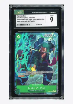 One Piece CGC 9 Roronoa Zoro R Alternate Art 2025 PRB02-006 PRB02 Japanese - Image 1