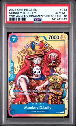 2024 ONE PIECE PROMOS 2ND ANV TOURNAMENT-PARTICIPATION MONKEY D. LUFFY PSA 10 - Image 1
