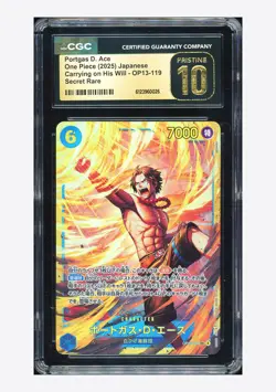 One Piece CGC 10 PRISTINE Portgas D. Ace SEC 2025 OP13-119 OP13 Japanese - Image 1