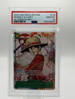 2025 ONE PIECE MONKEY D LUFFY OP13-118 CARRYING ON HIS WILL SEC ALT ART PSA 10 - Image 1