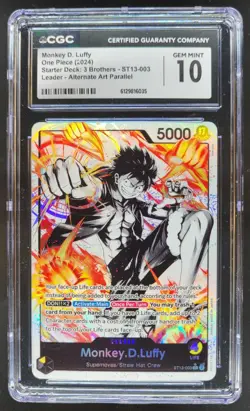 2024 ONE PIECE MONKEY D. LUFFY LEADER ALT ART ST13-003 CGC 10 B PT - Image 1