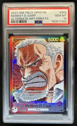 2023 One Piece Paramount War Monkey D Garp Errata Alt Art #OP02-002 PSA 10 - Image 1