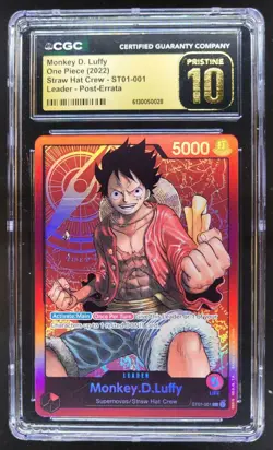 2022 ONE PIECE MONKEY D. LUFFY LEADER ST01-001 CGC 10 PRISTINE A PT - Image 1