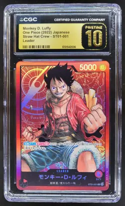 2022 ONE PIECE JP MONKEY D. LUFFY LEADER ST01-001 CGC 10 PRISTINE B PT - Image 1