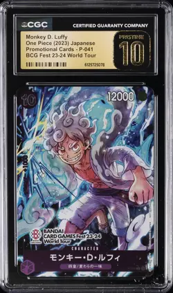 2023 ONE PIECE JPN BCG FEST 23-24 WORLD TOUR MONKEY D. LUFFY CGC 10 PRISTINE - Image 1