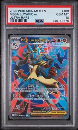 2025 POKEMON MEG EN-MEGA EVOLUTION ULTRA RARE #160 MEGA LUCARIO EX PSA 10 - Image 1