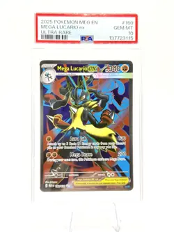 2025 POKEMON MEG EN-MEGA EVOLUTION ULTRA RARE #160 MEGA LUCARIO EX PSA 10 - Image 1