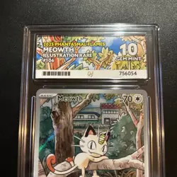 Pokemon TCG Meowth Phantasmal Flames 106/094 Graded Ace 10 Gem Mint Perfect Subs - Image 3