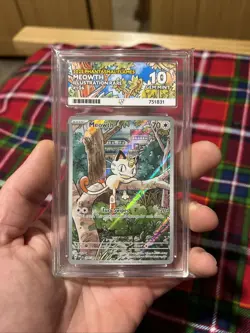 Pokemon TCG Meowth Phantasmal Flames 106/094 Graded Ace 10 Gem - Image 1