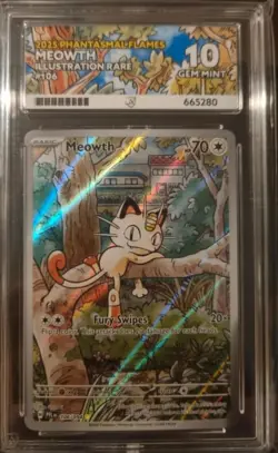 Meowth 106/094 Phantasmal Flames ACE 10 GEM MINT PERFECT SUB GRADES Pokemon TCG - Image 1