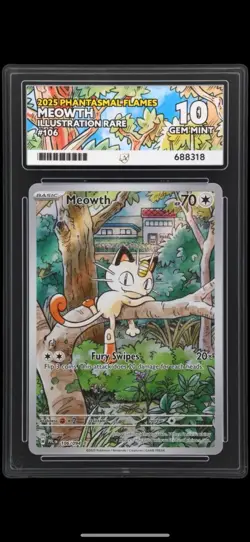 Pokemon TCG Phantasmal Flames Meowth 106/094 Ace 10 Gem Mint - Image 1