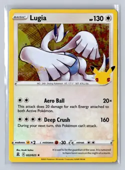 Lugia 022/025 Rare Celebrations Pokemon Holo Near Mint - Image 1