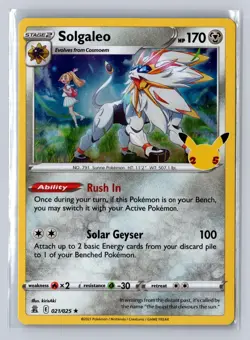 Solgaleo 021/025 Holo Rare Celebrations Pokemon Holo Near Mint - Image 1