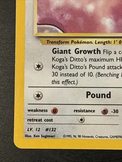 Koga's Ditto 10/132 Gym Challenge Holo Pokemon Card Holo Rare Wotc Nm - Image 5