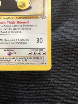 Pokemon Snorlax 27/64 Non-Holo Jungle Set (1999) - Image 4