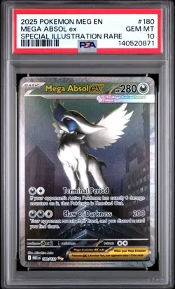 2025 Pokemon Mega Evolutions Mega Absol EX Special Illustration Rare #180 PSA 10 - Image 1