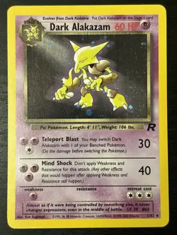 Dark Alakazam Holo Rare Unlimited Team Rocket 1/82 English Pokemon Card 2000 Lp+ - Image 1