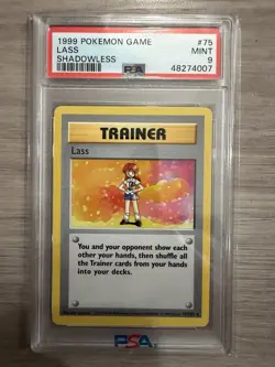 1999 Pokemon Shadowless Lass PSA 9 Mint #75 Base Set - Image 1