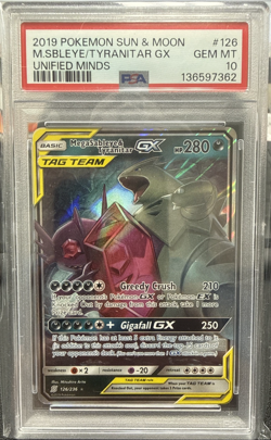 2019 POKEMON SUN & MOON UNIFIED MINDS #126 MEGA SABLEYE & TYRANITAR GX PSA 10 - Image 1