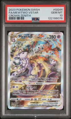 2023 POKEMON SWORD & SHIELD CROWN ZENITH #GG44 FULL ART/MEWTWO VSTAR PSA 10 - Image 1