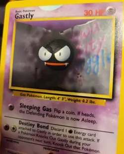 Pokemon Gastly Base Set 50/102 FACTORY ERROR MISPRINT Printer Hickey WOTC - Image 2