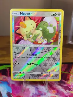 POKEMON MEOWTH 147/214 REVERSE HOLO UNBROKEN BONDS - Image 1