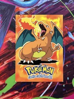 Pokemon Card Blue Topps Label TV Animation #6 Charizard E6 of 12 Light Played - Image 1