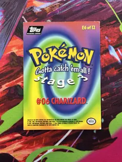 Pokemon Card Blue Topps Label TV Animation #6 Charizard E6 of 12 Light Played - Image 2