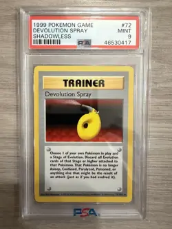 1999 Pokemon Shadowless Devolution Spray PSA 9 Mint #72 Base Set - Image 1