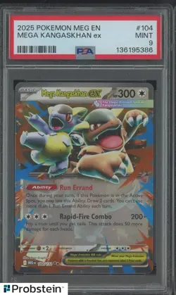 2025 Pokemon MEG EN Double Rare #104 Mega Kangaskhan ex PSA 9 MINT - Image 1