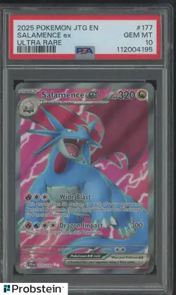 2025 Pokemon JTG EN Ultra Rare #177 Salamence ex PSA 10 GEM MINT - Image 1