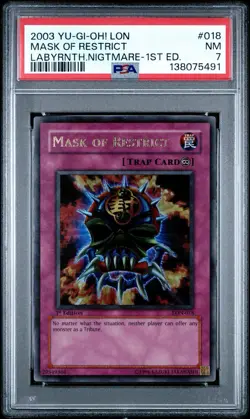 2003 Yu-Gi-Oh! Mask of Restrict Labyrinth of Nightmare LON 1st Ed Ultra PSA 7 - Image 1